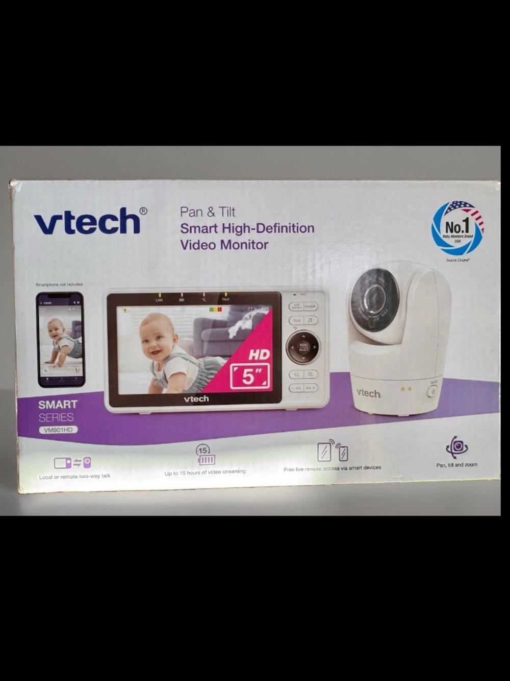 VTech WiFi Baby Monitor with Camera &Audio 1080p Camera & 5"HD Screen VM901 NEW